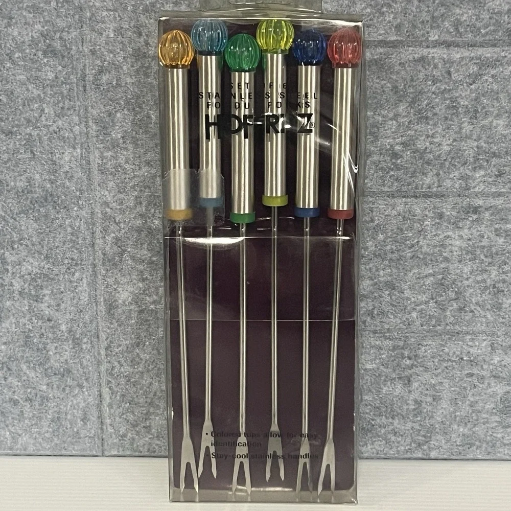 Hoffritz Jewel Tone Fondue Forks Set of 6 Stainless Steel 9
